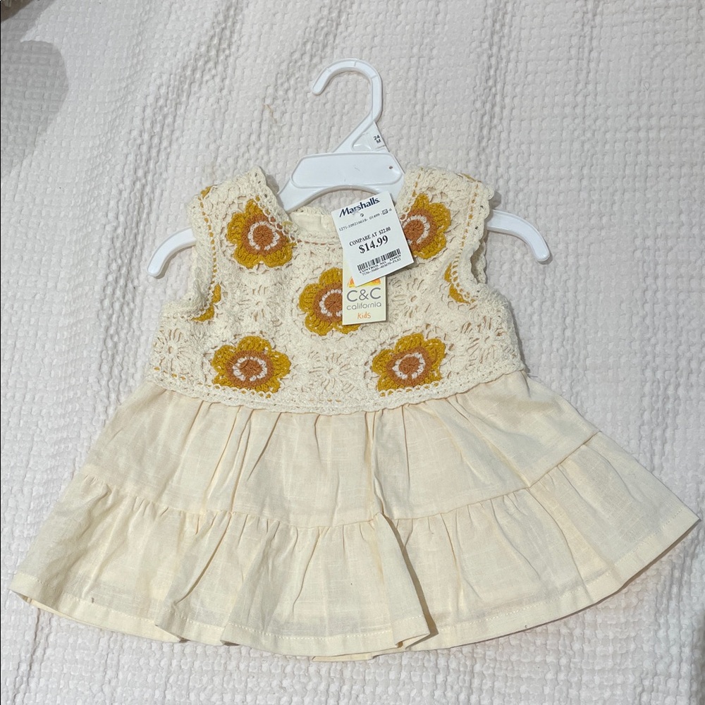 C&C California Cream Dress with Yellow Floral Design